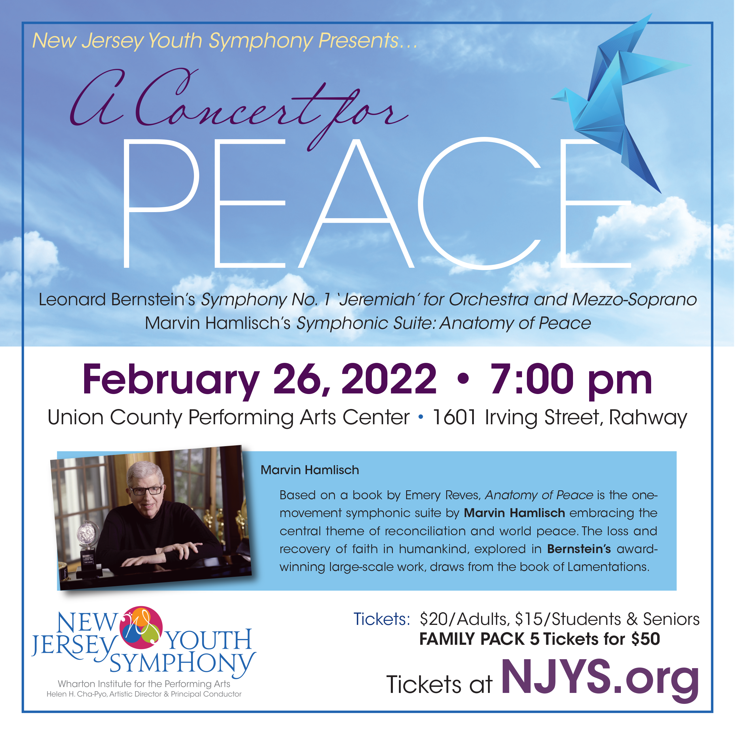 Featured image for “A Concert for Peace: Marvin Hamlisch’s Anatomy of Peace To Be Performed By The New Jersey Youth Symphony”